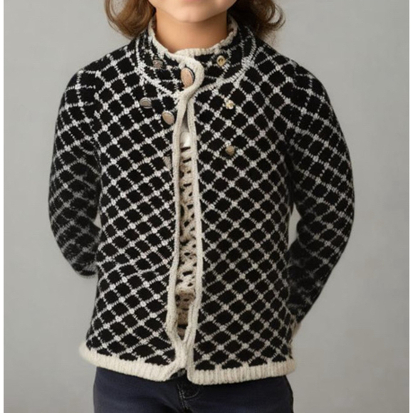 Max Studio Sweaters - Max Studio Cardigan, Kid’s L (6X), Black & White